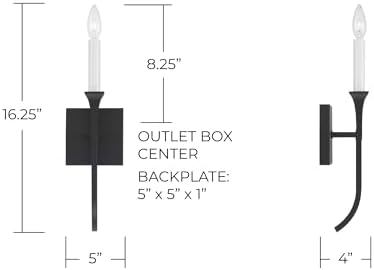 Capital Lighting 652311BI Decklan Transitional Minimalistic Industrial Candle Wall Sconce Light