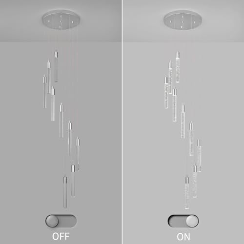LED 9 Light Chrome Crystal Chandelier Dimmable 54W