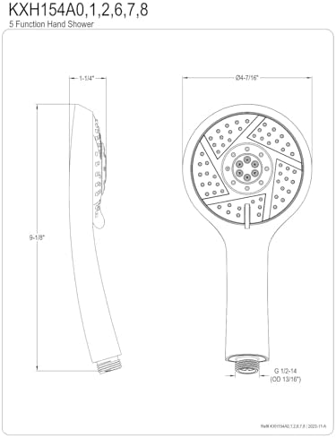 Kingston Brass KXH154A7 5-Function Hand Shower with Brushed Brass Finish