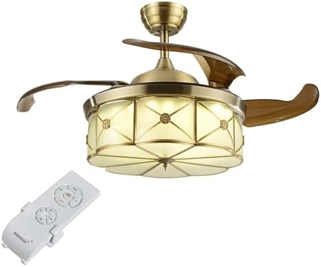 36 Inch Vintage Retractable Ceiling Fan Light with 3 Color Modes and Remote Control