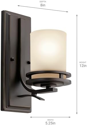Kichler Hendrik 12 Wall Sconce with Etched Glass Olde Bronze