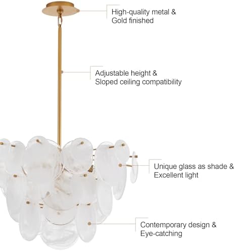 Modern 28 Inch Glass Chandelier for Bedroom and Living Room