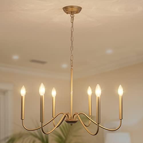 Generies 6 Light Antique Spray Gold Farmhouse Chandelier