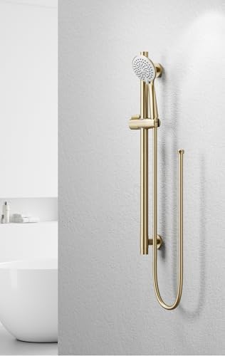 Brushed Gold Handheld Shower Head with Adjustable Slide Bar and Hose