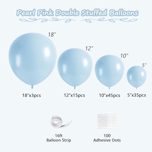 OTLGEUA Pearl Blue Balloon Garland Set 98PCS