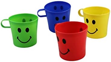 4 Pack Plastic Smiley Face Mug Cups BPA Free