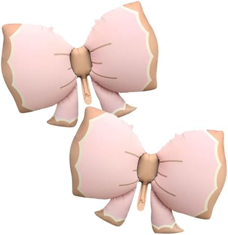 GOTPASS 2 Pcs Matte Pink Bow Foil Balloons Party Decor