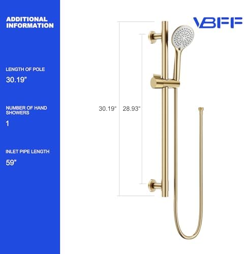 Brushed Gold Handheld Shower Head with Adjustable Slide Bar and Hose