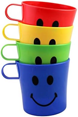 4 Pack Plastic Smiley Face Mug Cups BPA Free