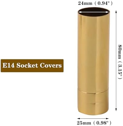 BQLZR 8cm x 25cm Bright Gold Chandelier Candle Light Cover Sleeves Pack of 6