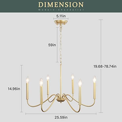 Generies 6 Light Antique Spray Gold Farmhouse Chandelier