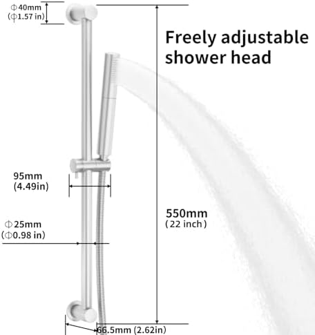 Adjustable Handheld Shower Head with Slide Bar and 59 Inch Hose