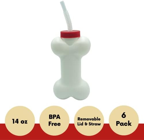 Dog Bone Cups with Straw 6 Pack 14 oz
