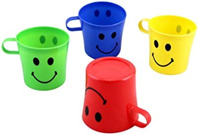 4 Pack Plastic Smiley Face Mug Cups BPA Free