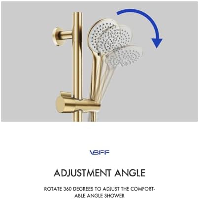 Brushed Gold Handheld Shower Head with Adjustable Slide Bar and Hose