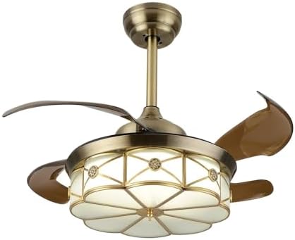 36 Inch Vintage Retractable Ceiling Fan Light with 3 Color Modes and Remote Control