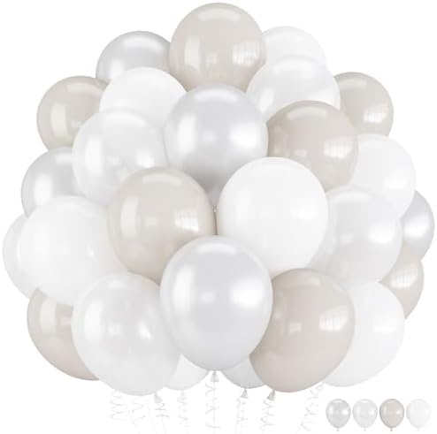 White Balloons 55PCS 12 Inch Pearl Wedding Decor Set