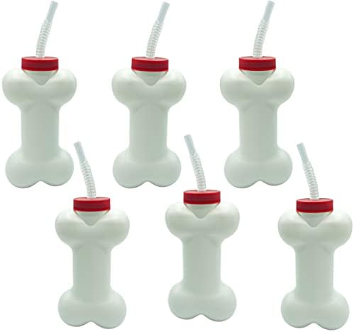Dog Bone Cups with Straw 6 Pack 14 oz