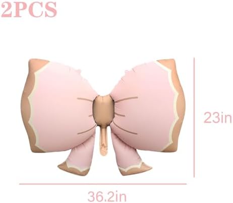 GOTPASS 2 Pcs Matte Pink Bow Foil Balloons Party Decor