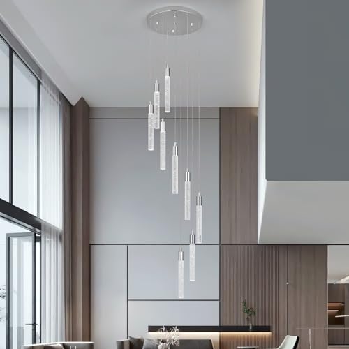 LED 9 Light Chrome Crystal Chandelier Dimmable 54W