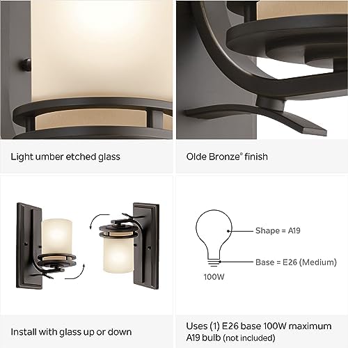 Kichler Hendrik 12 Wall Sconce with Etched Glass Olde Bronze