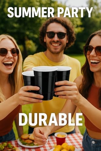 100 Pack Black 16 Oz Heavy Duty Party Cups