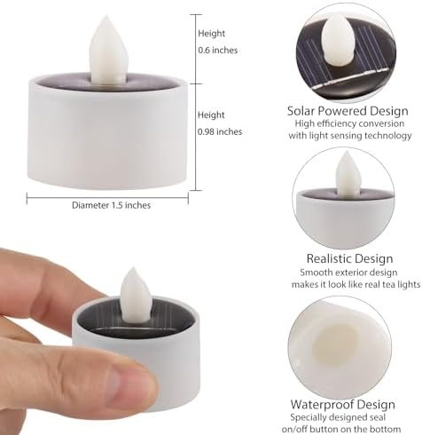 Solar Tea Lights Outdoor Waterproof 8pcs Rechargeable Dusk to Dawn Flameless LED Votive Candles for Garden Patio Decor