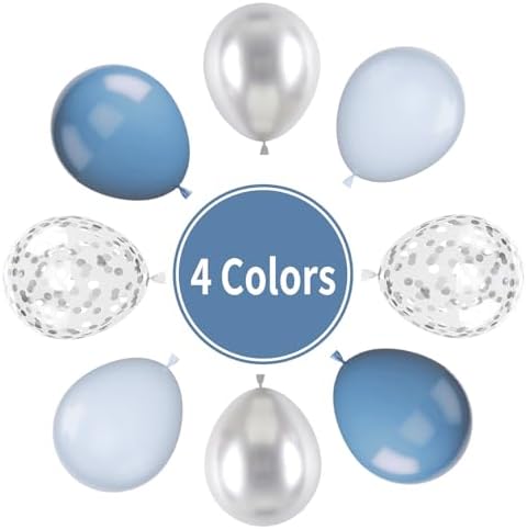 Dusty Blue Silver Balloons 55Pcs Party Decor