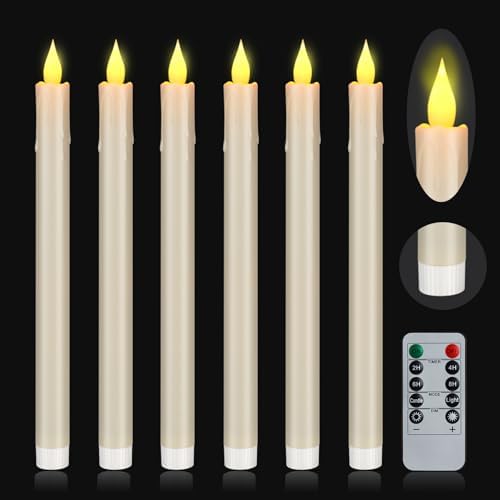 Wemarry Flameless Taper Candles 106 6 Pack with Remote Timer