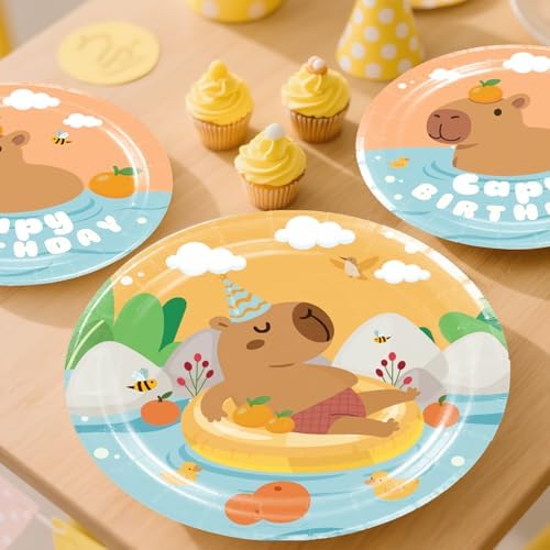 Capybara Birthday Party Decorations Tableware Set for 20 Guests