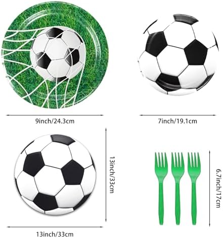 Soccer Party Decor Set with Balloons and Tableware