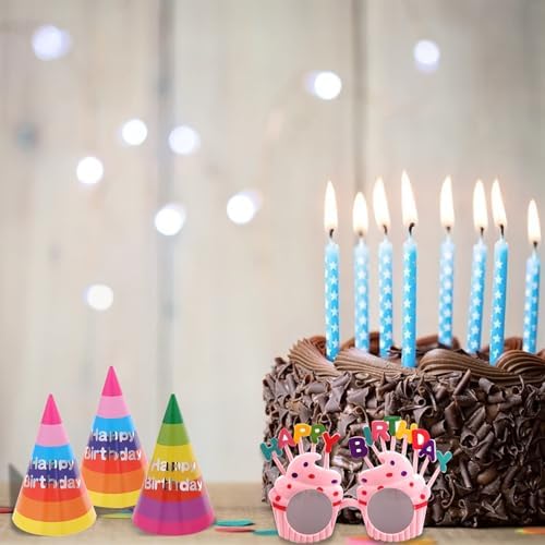 12 PCS Happy Birthday Hats and Sunglasses for Kids Adults Party Favors