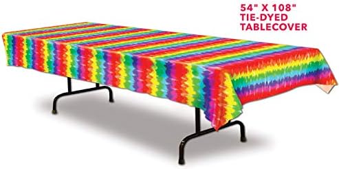 Tie Dye Paper Lanterns and Table Cover Set - 60s Hippie Party Decor