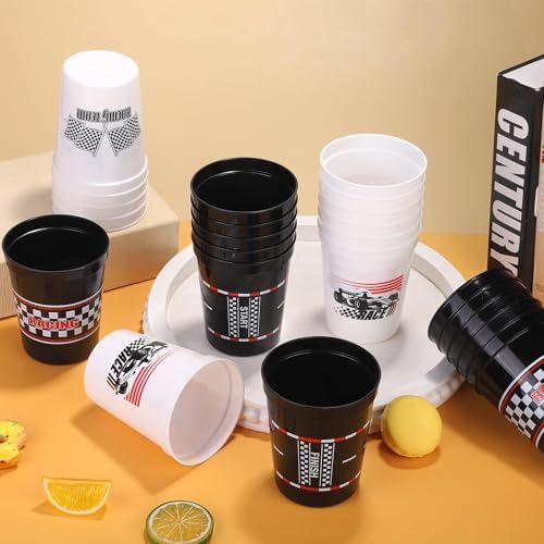24 Piece Checkered Flag Racing Cups for Birthday Parties