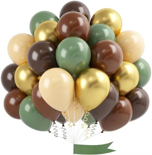 Green Gold Brown Balloons 60 Pcs 12 Inches Party Decor
