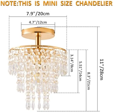 Modern Mini Crystal Chandelier 3-Tier Raindrops Design Gold Finish