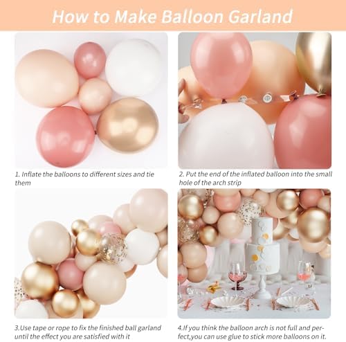 RUBFAC 130pcs Blush Balloons Garland Kit