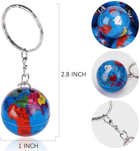 PROLOSO 48 Pcs Globe Keychains Bulk for Kids