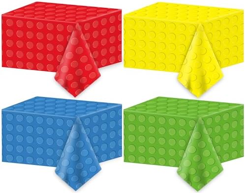 4PCS Building Blocks Party Tablecloths for Kids Birthday Decor