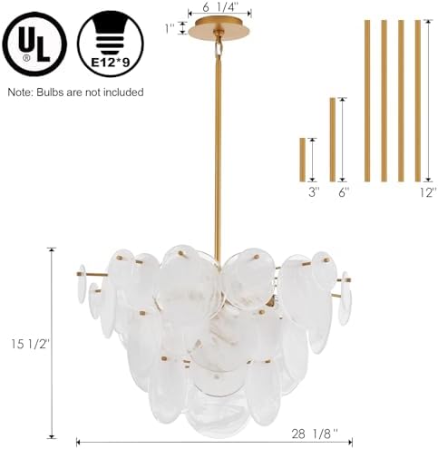 Modern 28 Inch Glass Chandelier for Bedroom and Living Room