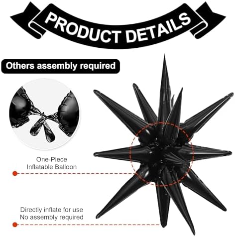 22 Inch Black Foil Star Balloons for Party Decorations