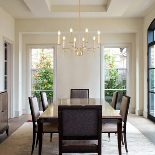 Modern Farmhouse Gold Chandelier with 8 Lights