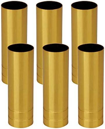 BQLZR 8cm x 25cm Bright Gold Chandelier Candle Light Cover Sleeves Pack of 6