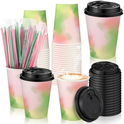 50 pcs Pink Green Halloween Witch Party Cups with Lid