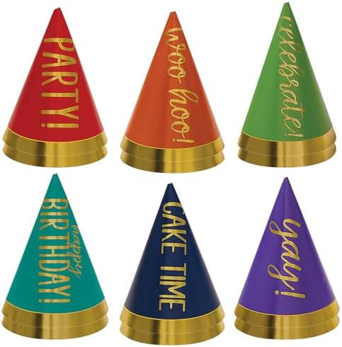 Birthday Rainbow Mini Cone Party Hats 4 Inch 12 Pcs