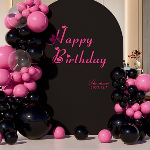 118pcs Pink Black Balloon Garland Kit