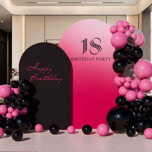 118pcs Pink Black Balloon Garland Kit
