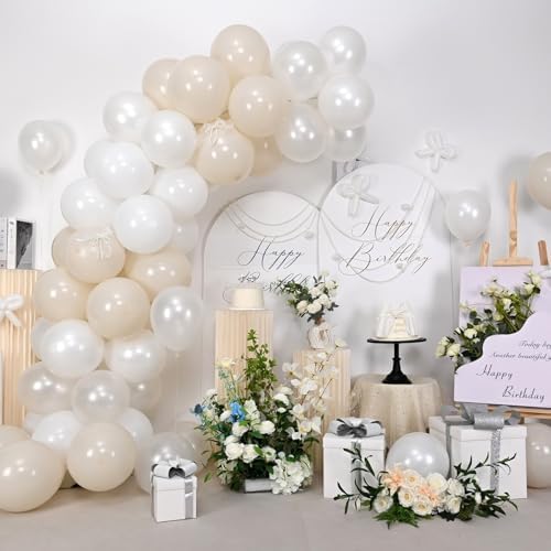 White Balloons 55PCS 12 Inch Pearl Wedding Decor Set