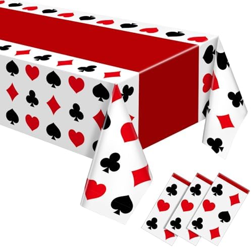 Hosuly 3 Pcs Casino Theme Tablecloths Poker Party Decorations