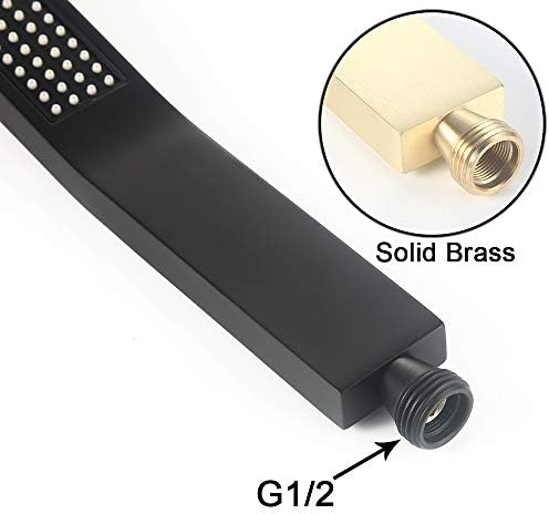 Square Solid Brass Handheld Shower Head with Matte Black Finish